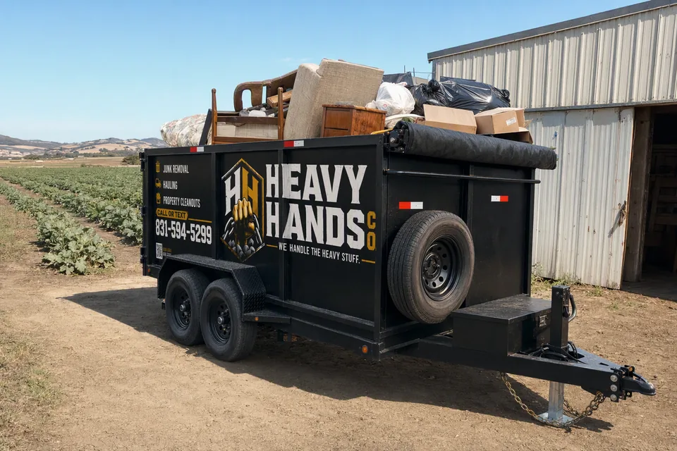 Heavy Hands Co. dump trailer loaded on a job in Castroville, California
