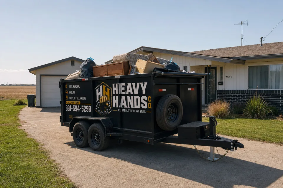 Heavy Hands Co. dump trailer on a job in the Salinas Valley